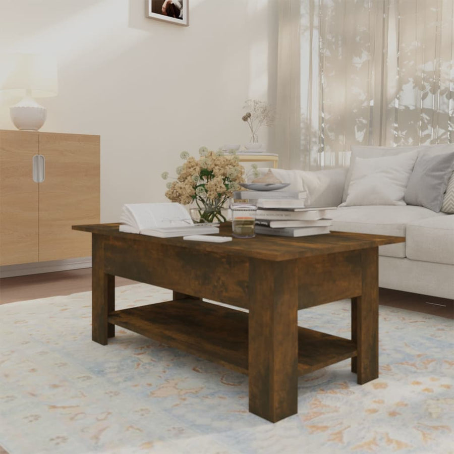 Salontafel 102X55X42 Cm Bewerkt Hout Gerookt Eikenkleurig
