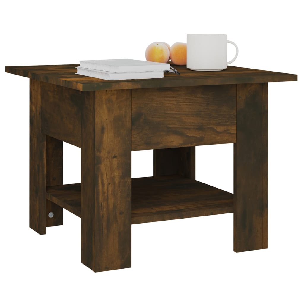 Salontafel 55x55x42 cm bewerkt hout gerookt eikenkleurig