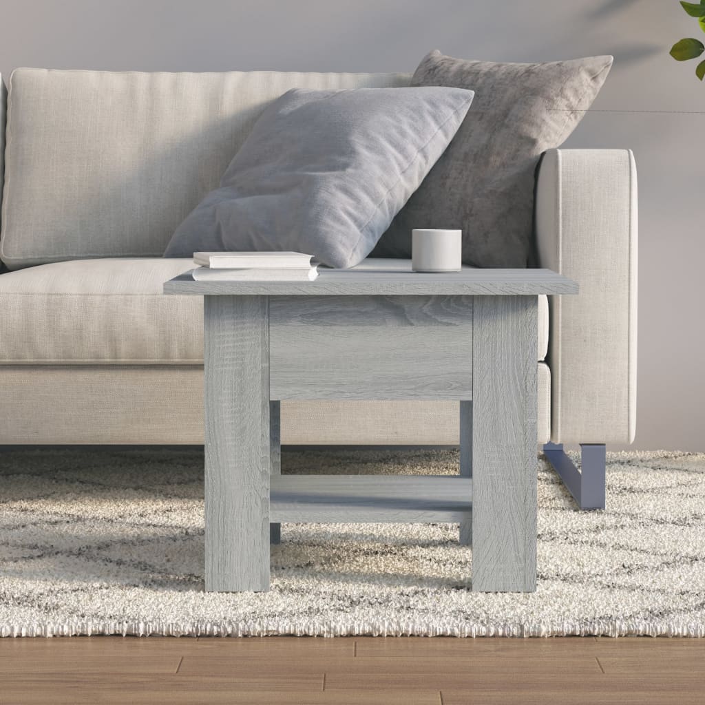 Salontafel 55x55x42 cm bewerkt hout grijs sonoma eikenkleurig