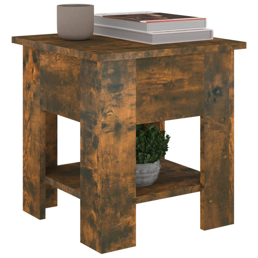 Salontafel 40X40X42 Cm Bewerkt Hout Kleurig Gerookt eiken