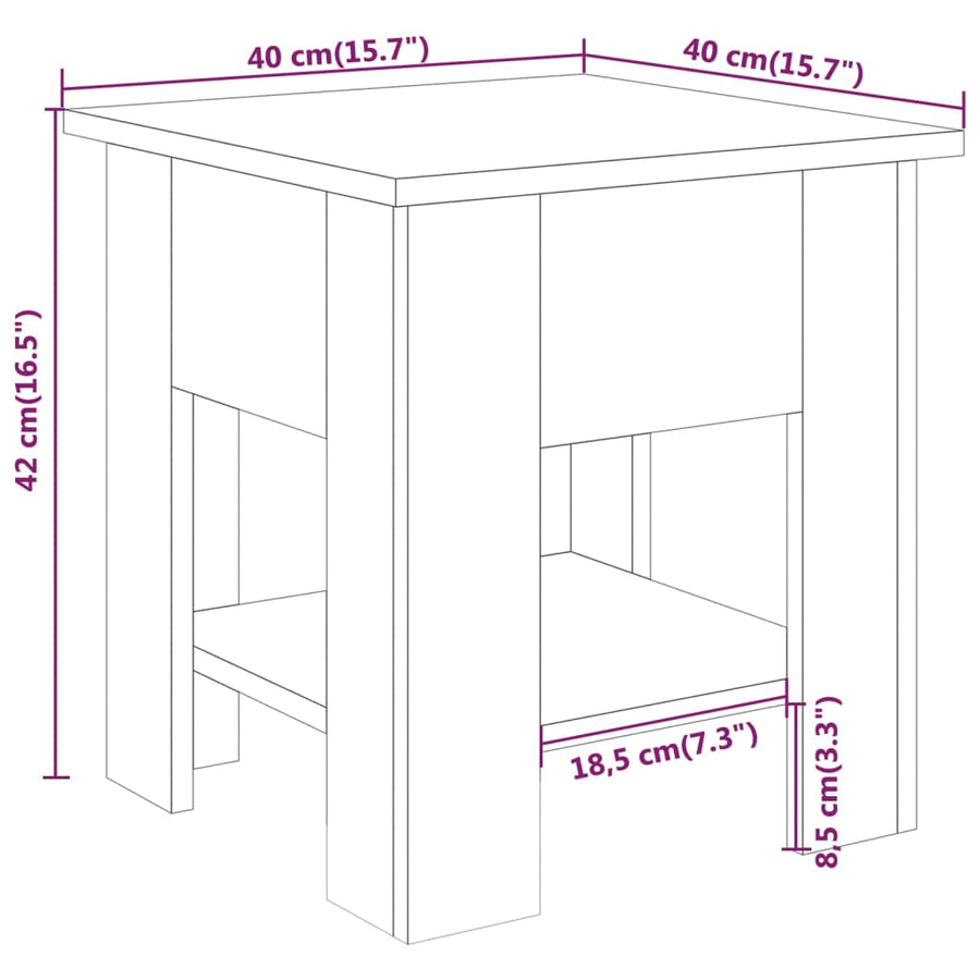 Salontafel 40X40X42 Cm Bewerkt Hout Eikenkleurig Grijs sonoma
