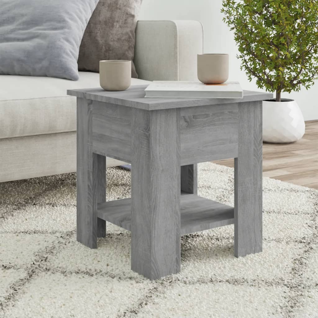 Salontafel 40X40X42 Cm Bewerkt Hout Eikenkleurig Grijs sonoma