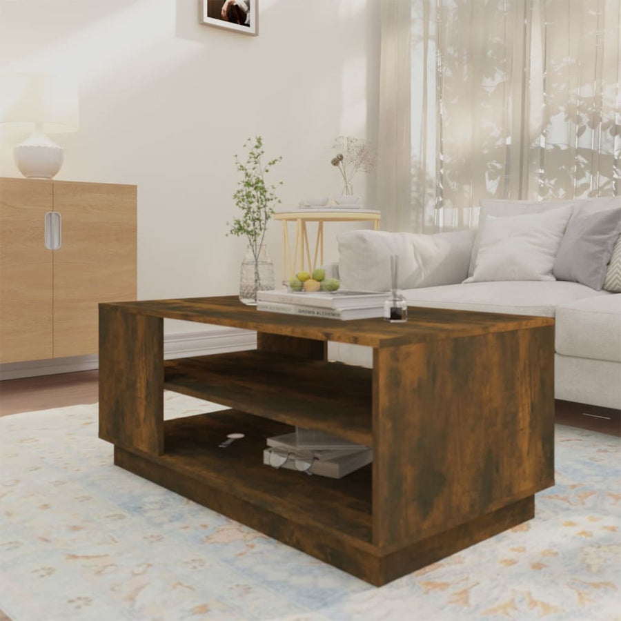 Salontafel 02X55X43 Cm Spaanplaat Kleurig Gerookt eiken