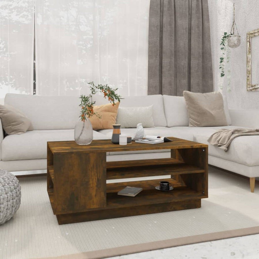 Salontafel 02X55X43 Cm Spaanplaat Kleurig Gerookt eiken