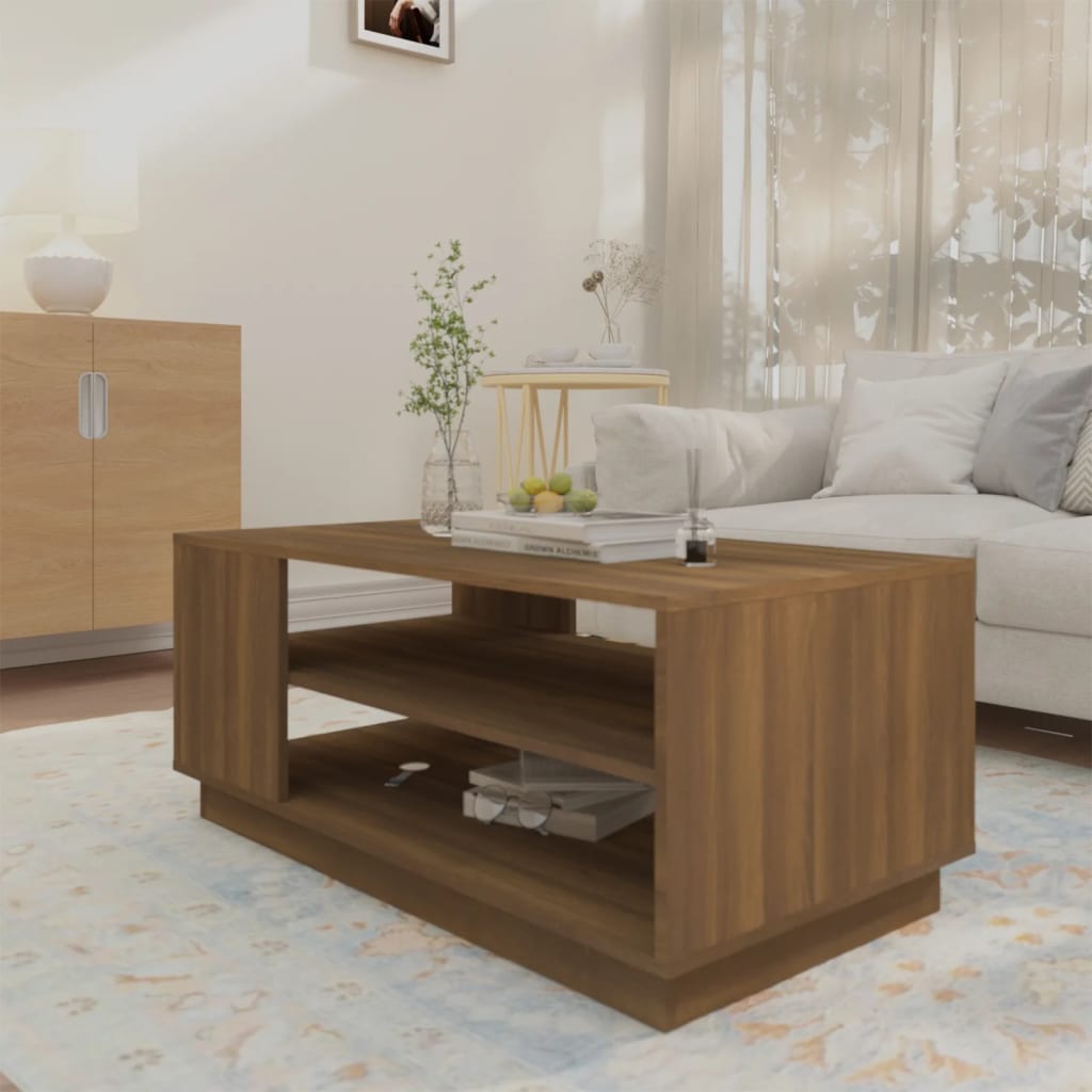 Salontafel 102x55x43 cm bewerkt hout bruin eikenkleur