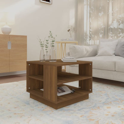 Salontafel 55x55x43 cm bewerkt hout bruin eikenkleur