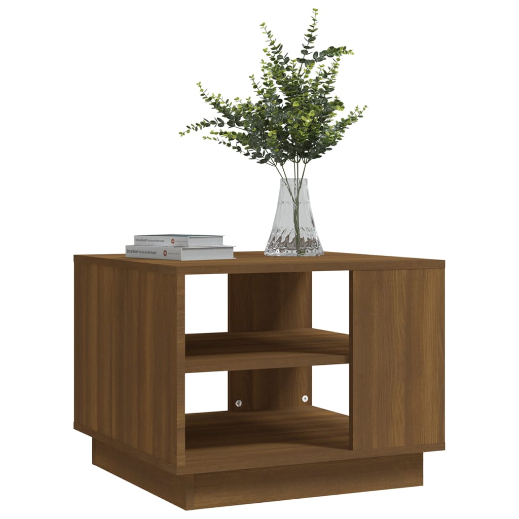 Salontafel 55x55x43 cm bewerkt hout bruin eikenkleur