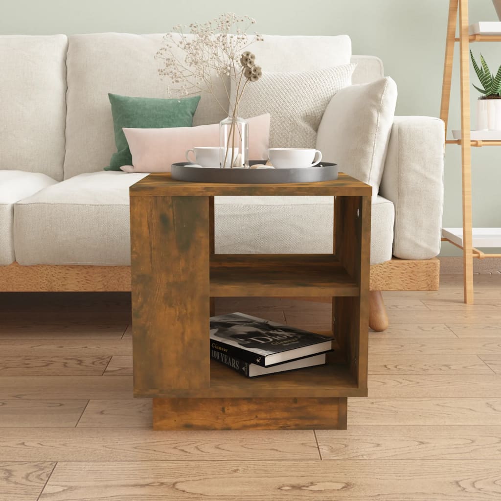 Salontafel 40x40x43 cm bewerkt hout gerookt eikenkleurig Gerookt eiken