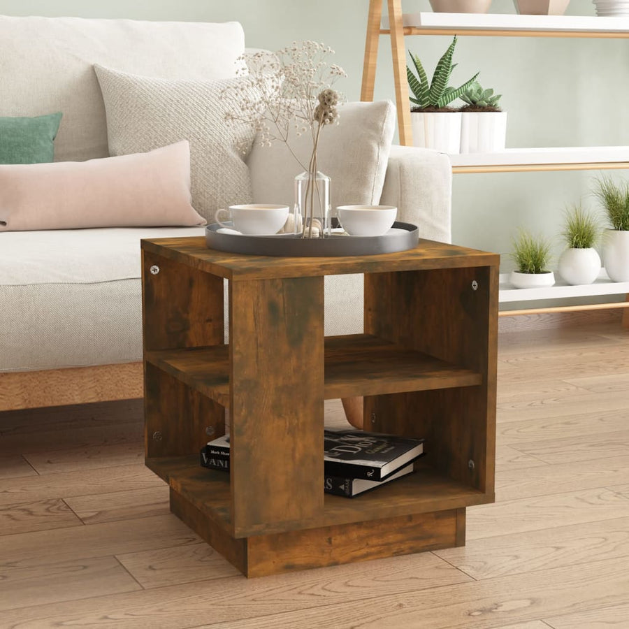 Salontafel 40x40x43 cm bewerkt hout gerookt eikenkleurig Gerookt eiken