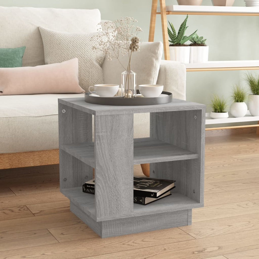 Salontafel 40x40x43 cm bewerkt hout grijs sonoma eikenkleurig Grijs sonoma