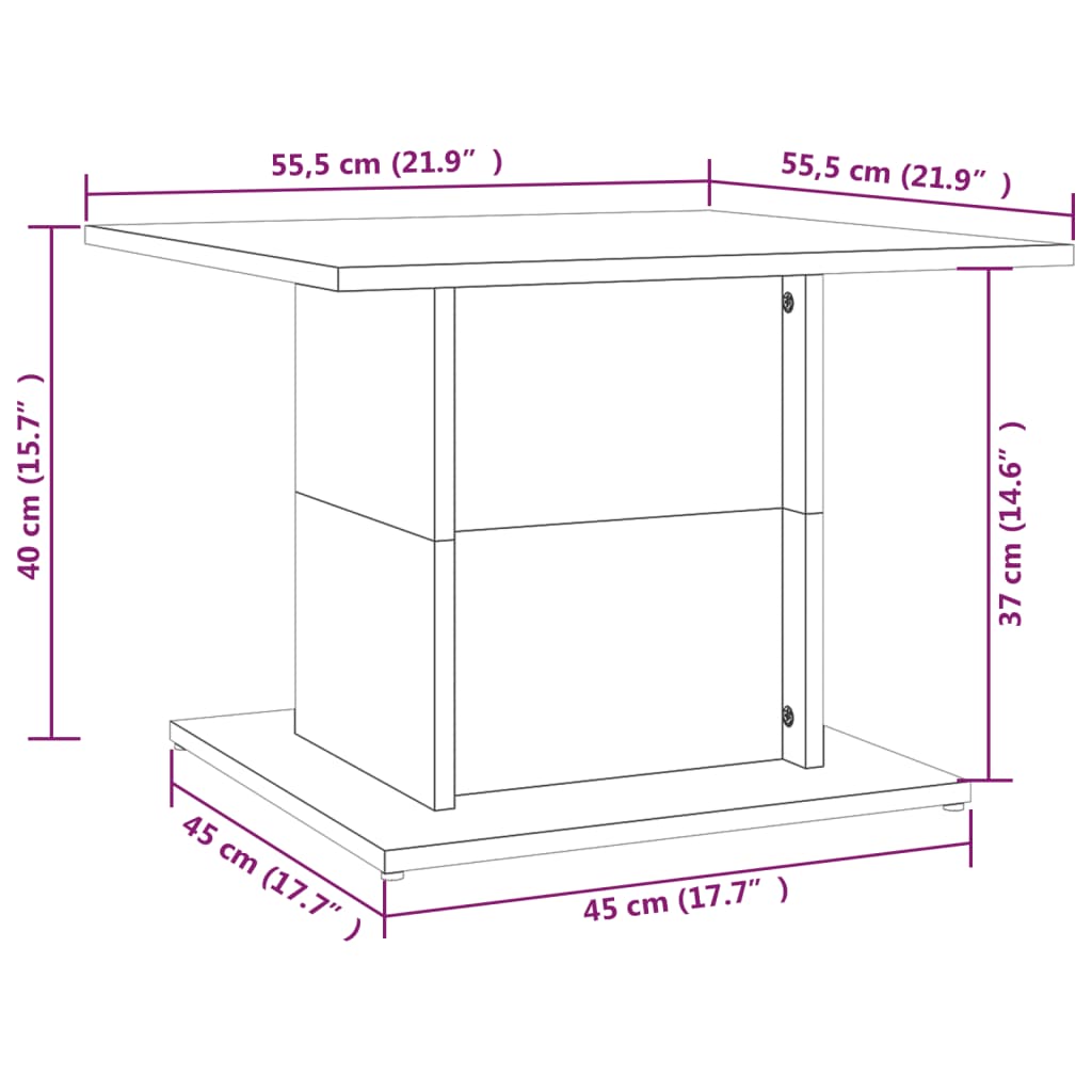 Salontafel 55,5X55,5X40 Cm Spaanplaat Kleurig Gerookt eiken