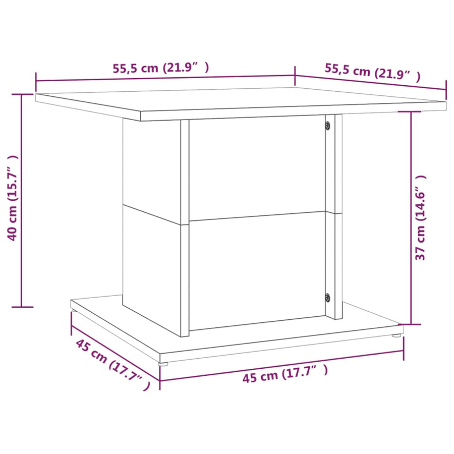 Salontafel 55,5X55,5X40 Cm Spaanplaat Kleurig Gerookt eiken
