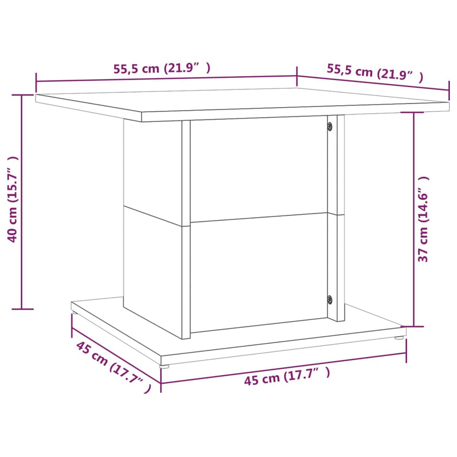 Salontafel 55,5X55,5X40 Cm Spaanplaat Eikenkleurig Grijs sonoma