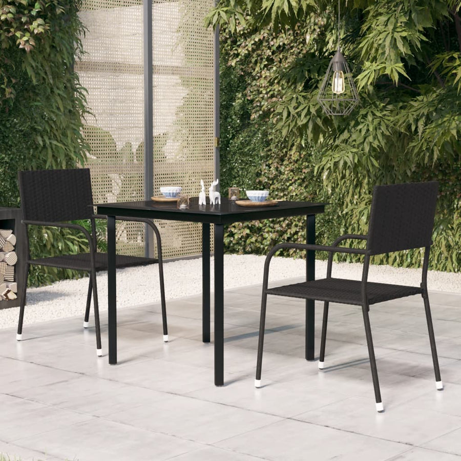 Tuintafel Staal En Glas Zwart 80 x 80 x 74 cm