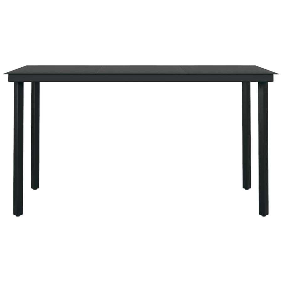 Tuintafel Staal En Glas Zwart 140 x 70 x 74 cm