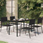 Tuintafel 140x70x74 cm staal glas zwart