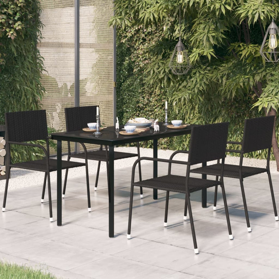 Tuintafel Staal En Glas Zwart 140 x 70 x 74 cm