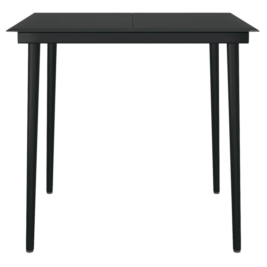 Tuintafel Staal En Glas Zwart 80 x 80 x 74 cm