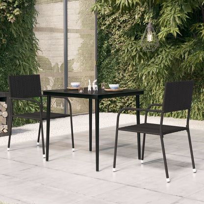 Tuintafel Staal En Glas Zwart 80 x 80 x 74 cm