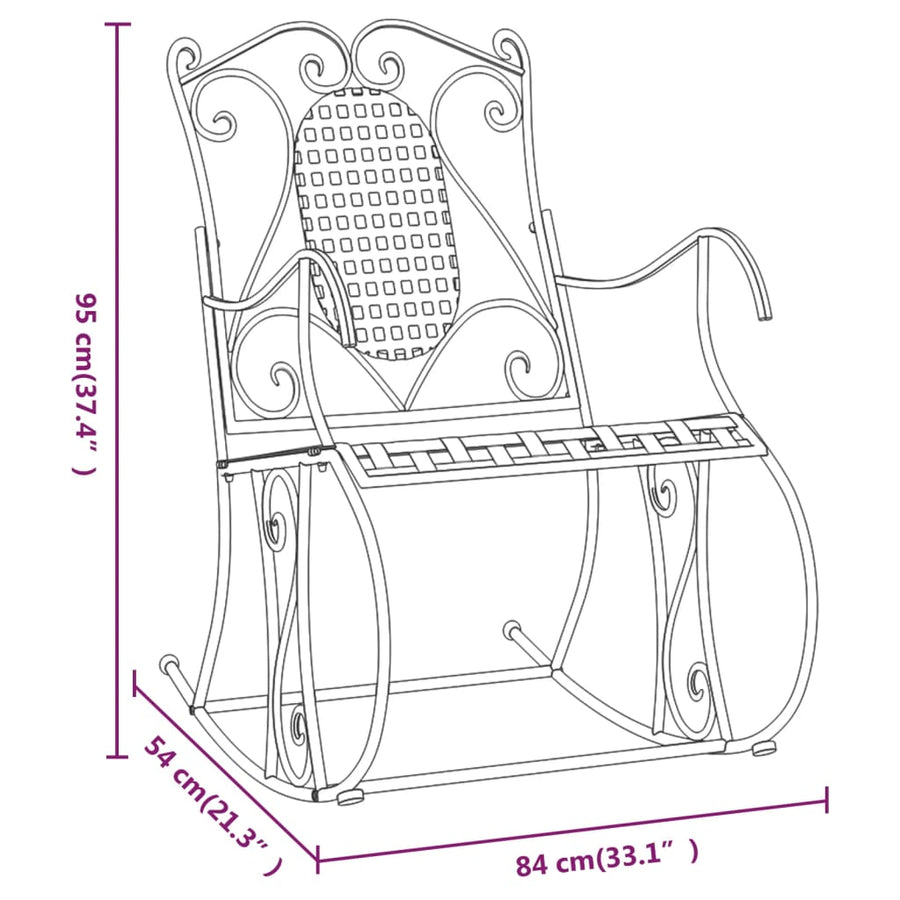 Schommelbank 84 Cm Staal Zwart 84 x 54 x 95 cm