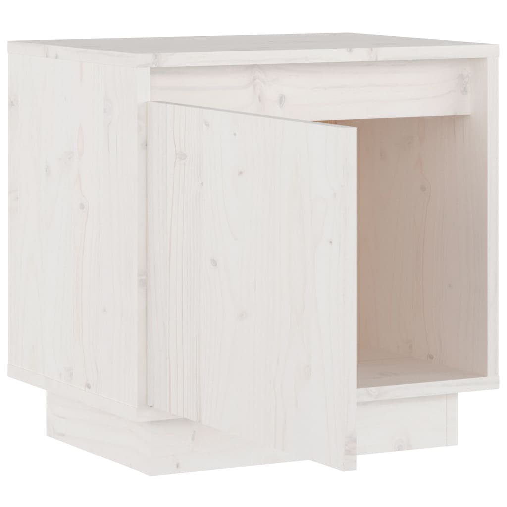 Nachtkastje 40X30X40 Cm Massief Grenenhout 1 Wit