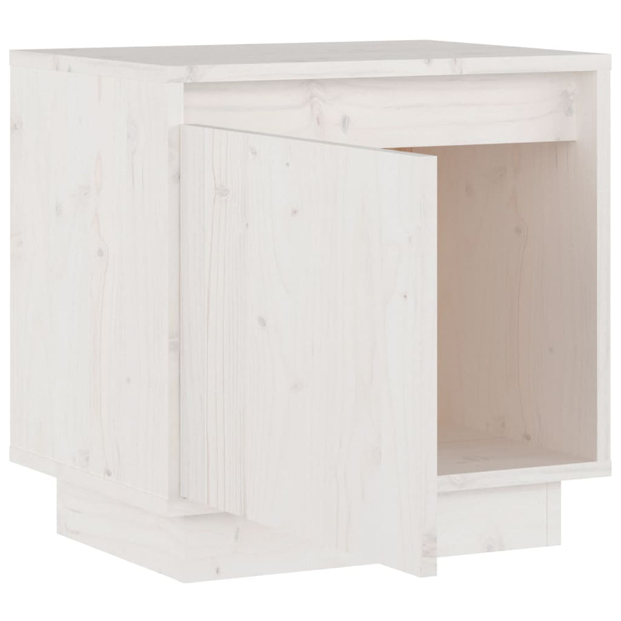 Nachtkastje 40X30X40 Cm Massief Grenenhout 1 Wit