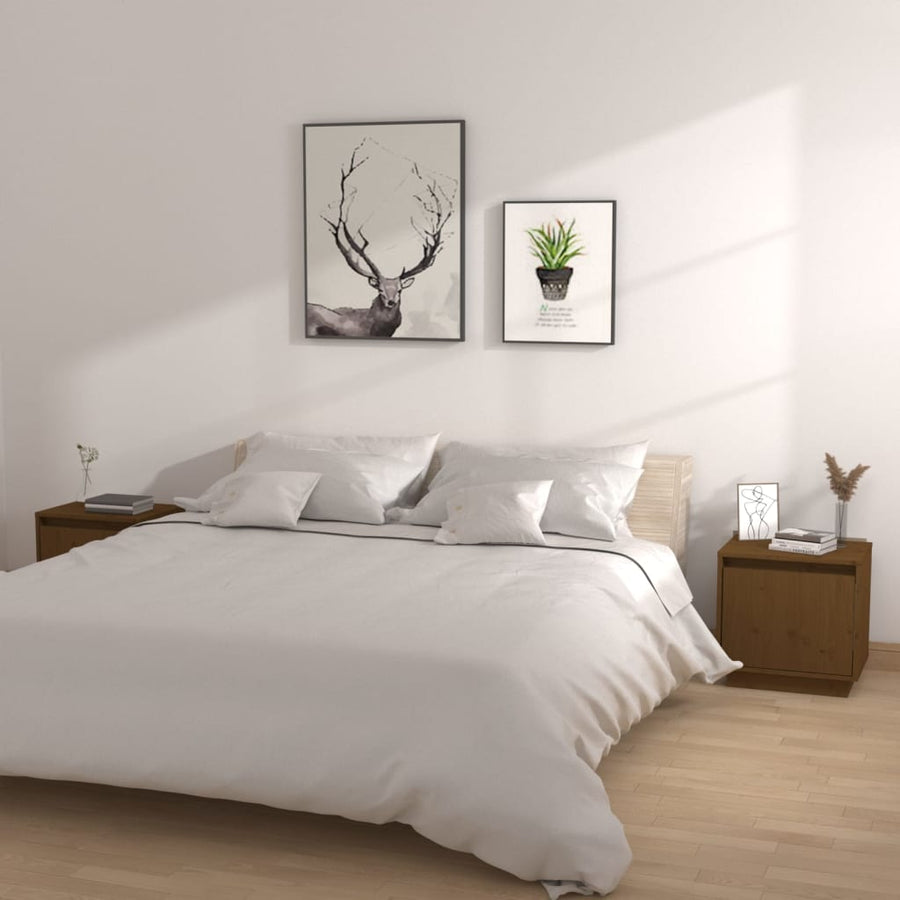 Nachtkastjes 40X30X40 Cm Massief Grenenhout 2 Honingbruin