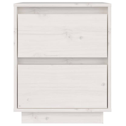 Nachtkastje 40X35X50 Cm Massief Grenenhout 1 Wit