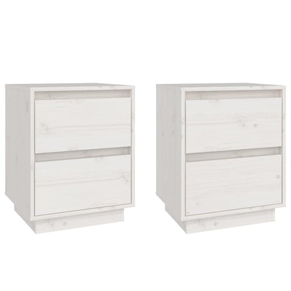 Nachtkastjes 40X35X50 Cm Massief Grenenhout 2 Wit