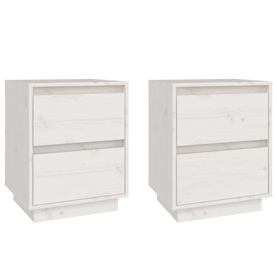 Nachtkastjes 40X35X50 Cm Massief Grenenhout 2 Wit