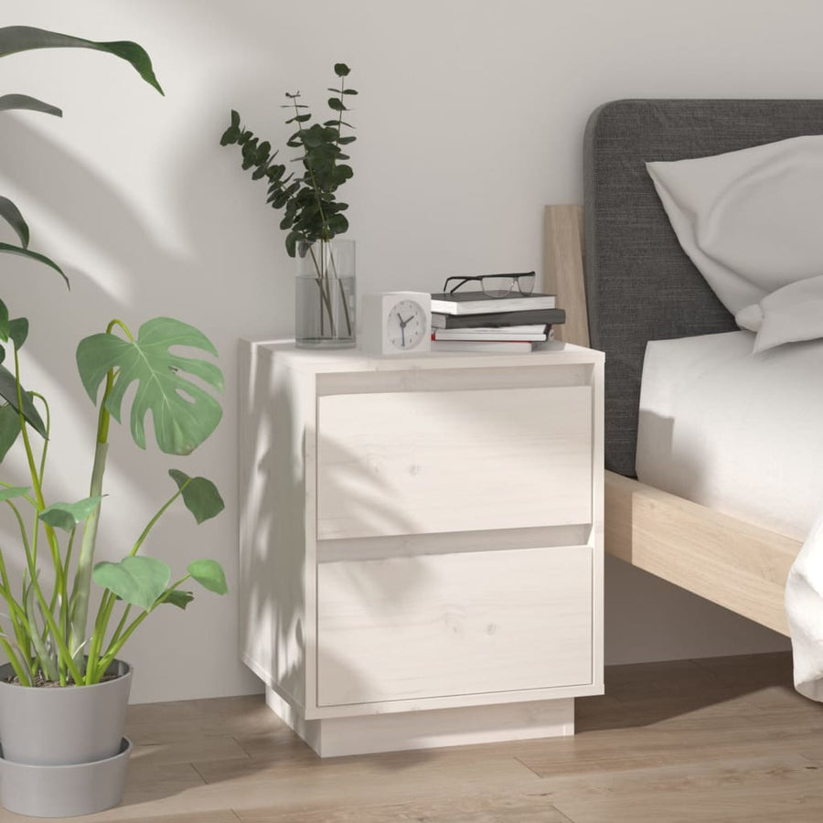 Nachtkastjes 40X35X50 Cm Massief Grenenhout 2 Wit