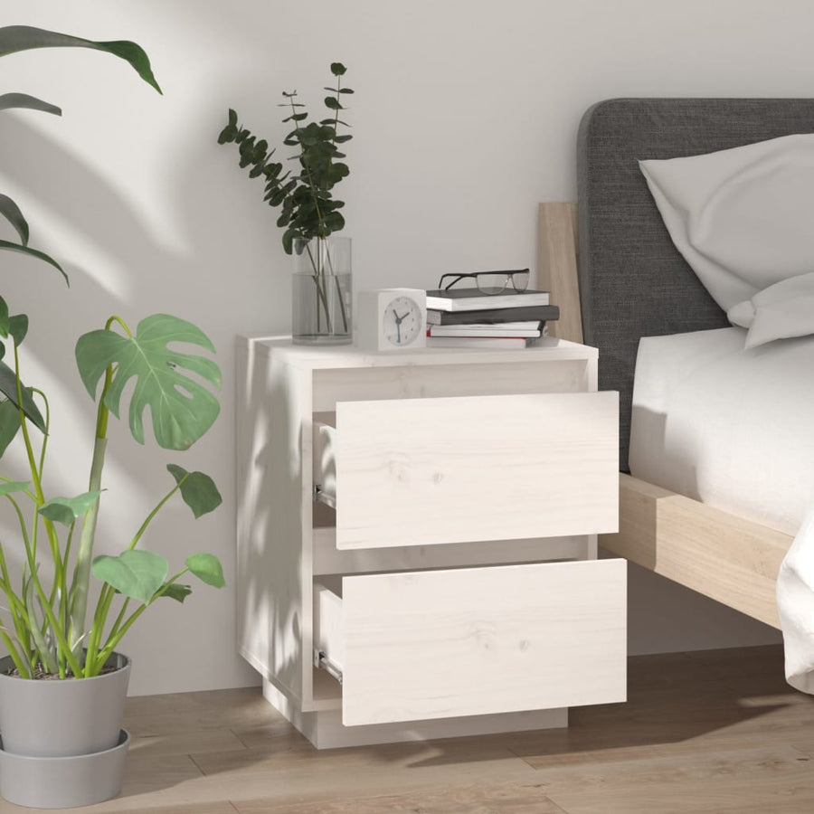 Nachtkastjes 40X35X50 Cm Massief Grenenhout 2 Wit