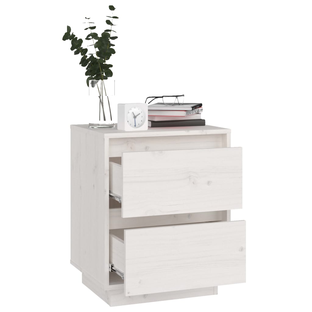 Nachtkastjes 40X35X50 Cm Massief Grenenhout 2 Wit
