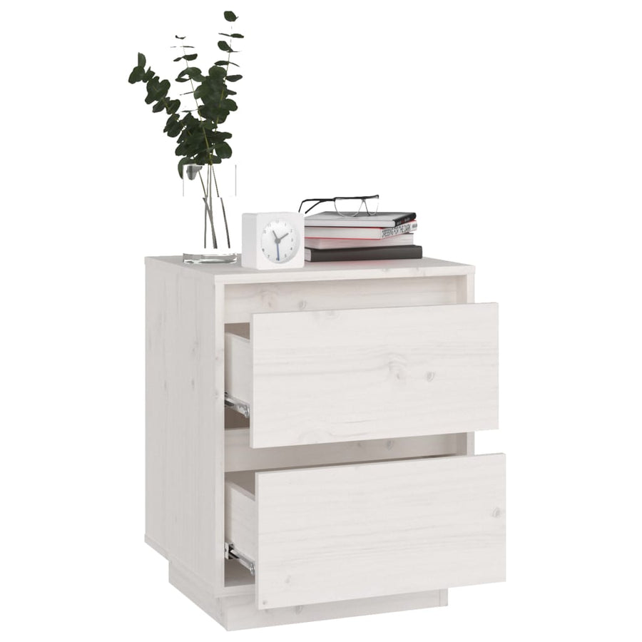Nachtkastjes 40X35X50 Cm Massief Grenenhout 2 Wit