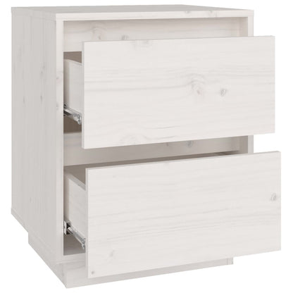 Nachtkastjes 40X35X50 Cm Massief Grenenhout 2 Wit