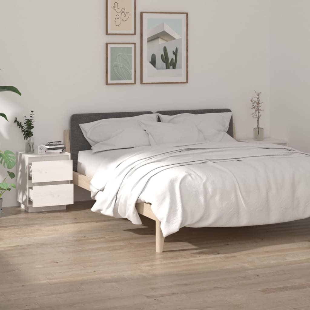 Nachtkastjes 40X35X50 Cm Massief Grenenhout 2 Wit