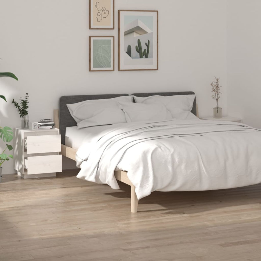 Nachtkastjes 40X35X50 Cm Massief Grenenhout 2 Wit