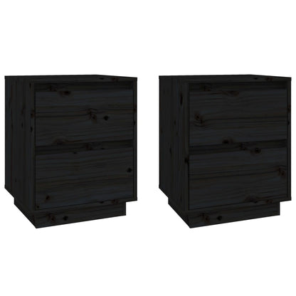 Nachtkastjes 40X35X50 Cm Massief Grenenhout 2 Zwart