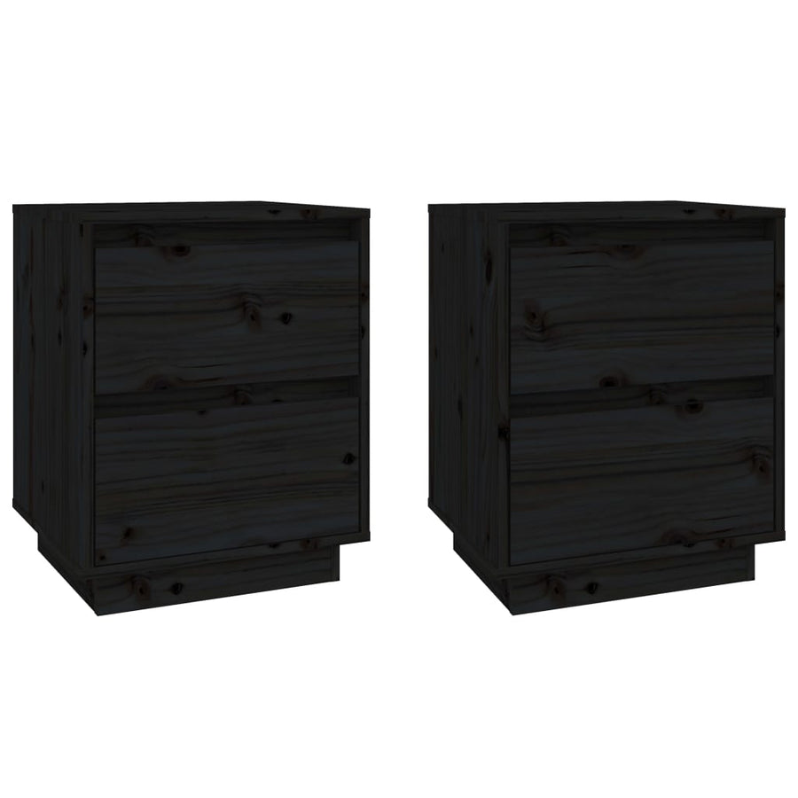 Nachtkastjes 40X35X50 Cm Massief Grenenhout 2 Zwart