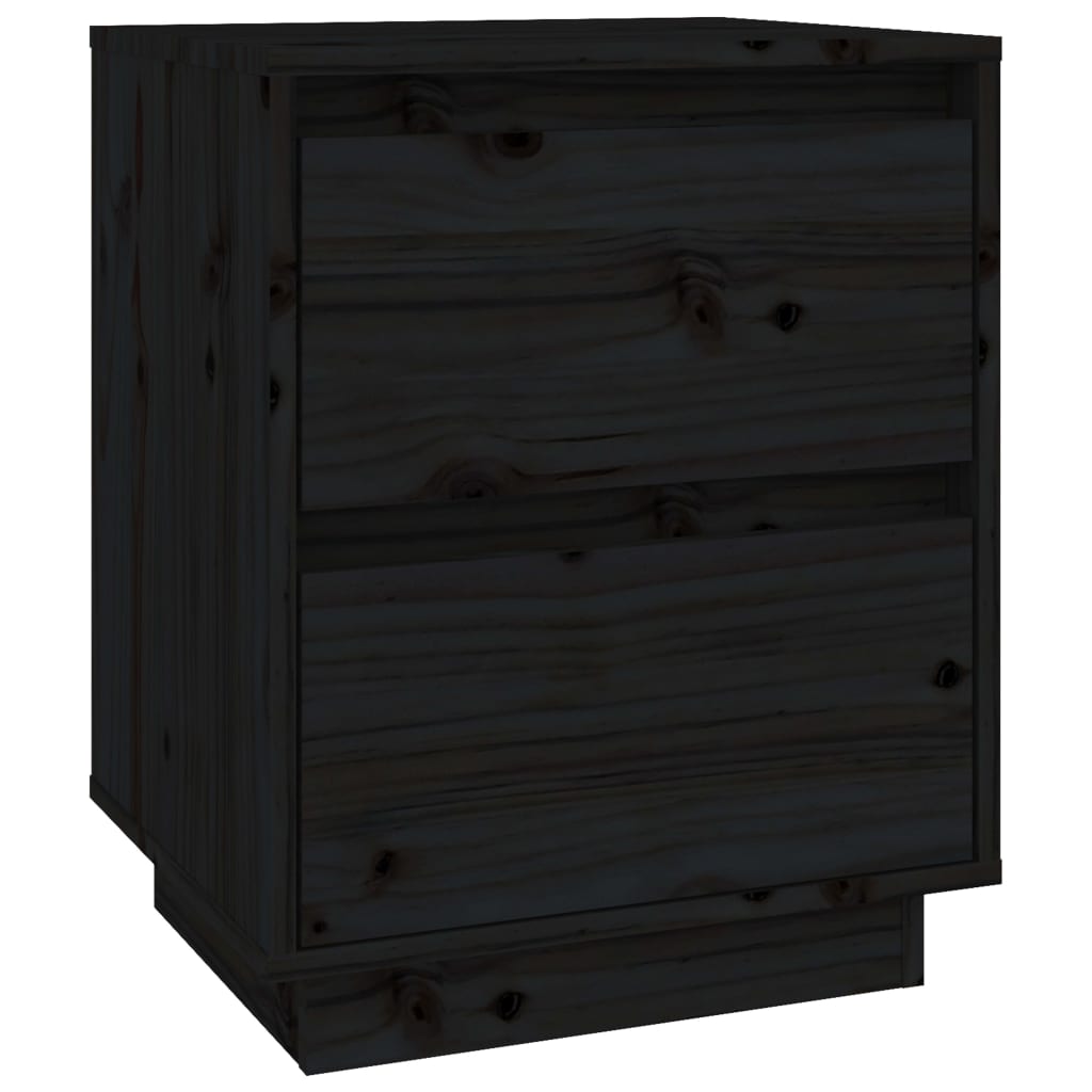 Nachtkastjes 40X35X50 Cm Massief Grenenhout 2 Zwart