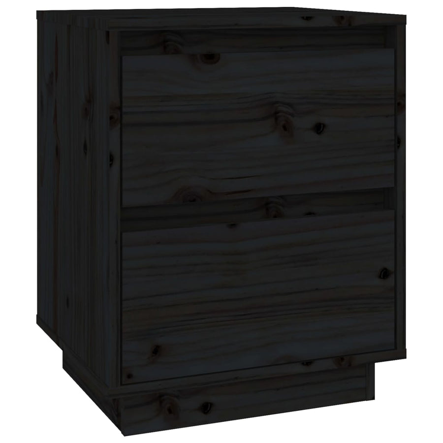 Nachtkastjes 40X35X50 Cm Massief Grenenhout 2 Zwart