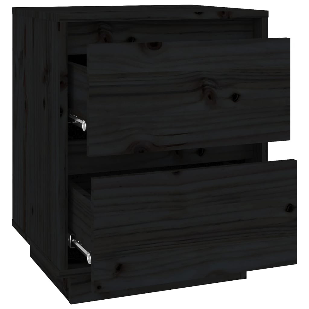 Nachtkastjes 40X35X50 Cm Massief Grenenhout 2 Zwart