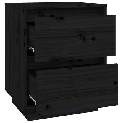 Nachtkastjes 40X35X50 Cm Massief Grenenhout 2 Zwart