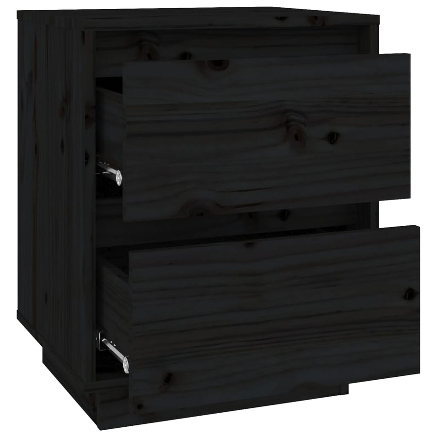 Nachtkastjes 40X35X50 Cm Massief Grenenhout 2 Zwart