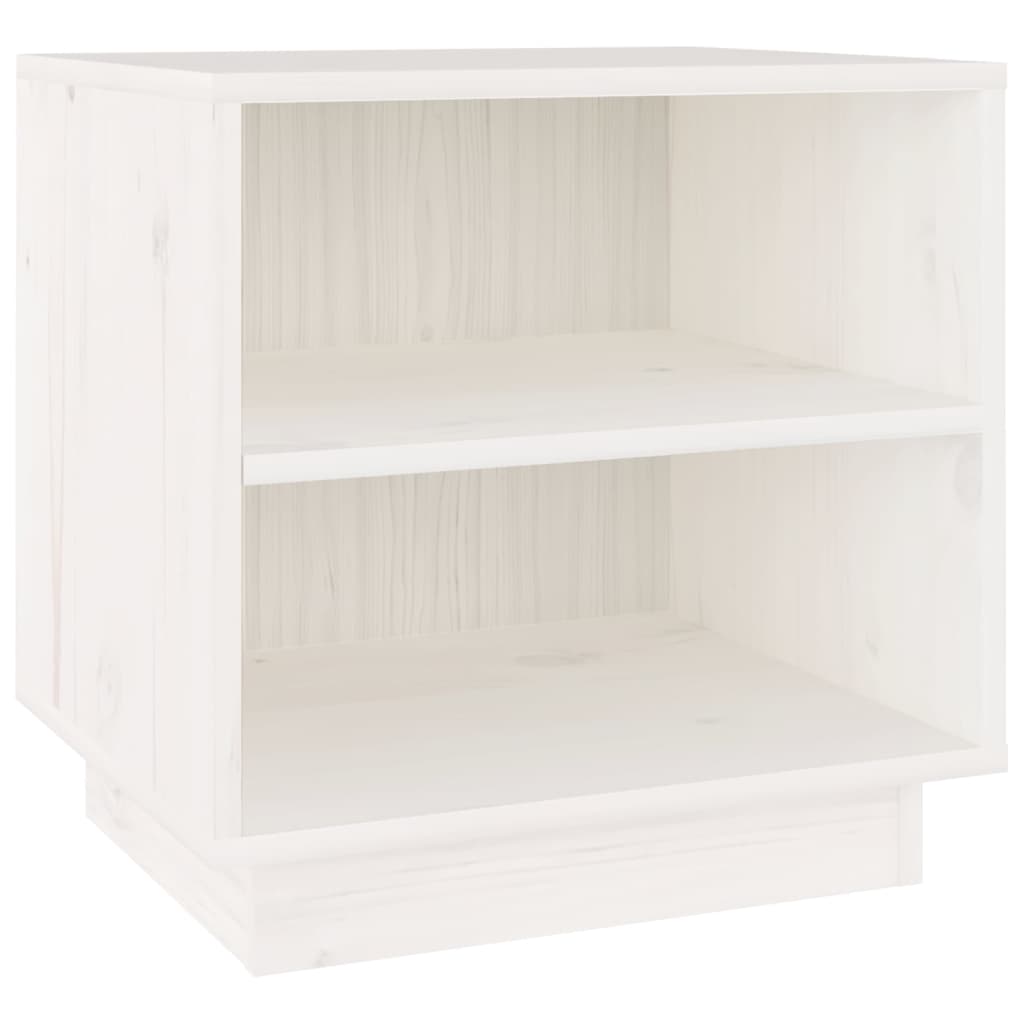 Nachtkastje 40X34X40 Cm Massief Grenenhout 1 Wit