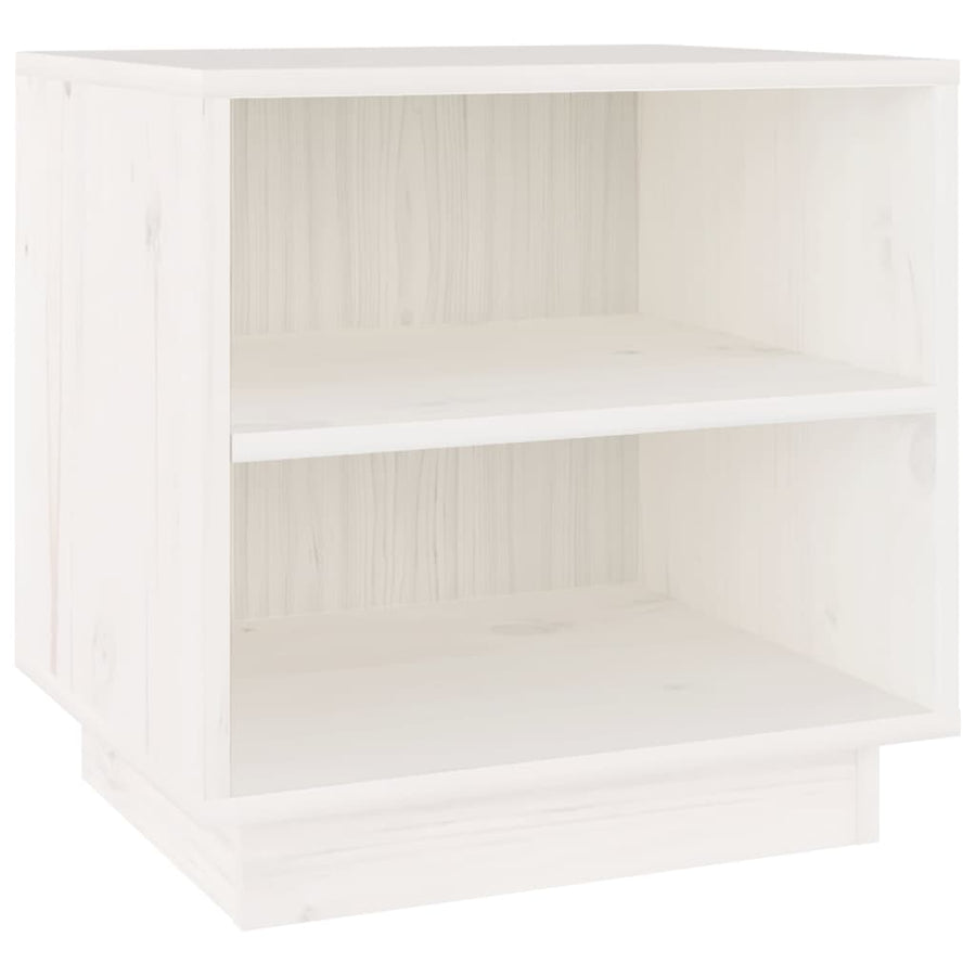 Nachtkastje 40X34X40 Cm Massief Grenenhout 1 Wit