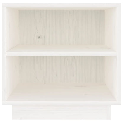 Nachtkastje 40X34X40 Cm Massief Grenenhout 1 Wit