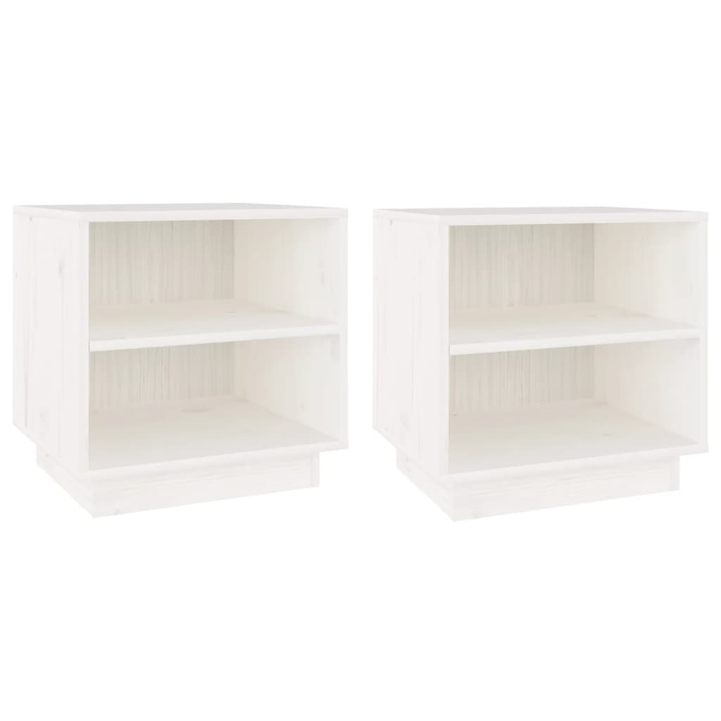 Nachtkastjes 40X34X40 Cm Massief Grenenhout 2 Wit