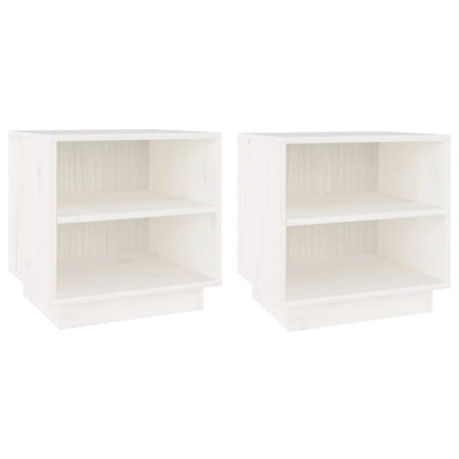 Nachtkastjes 40X34X40 Cm Massief Grenenhout 2 Wit