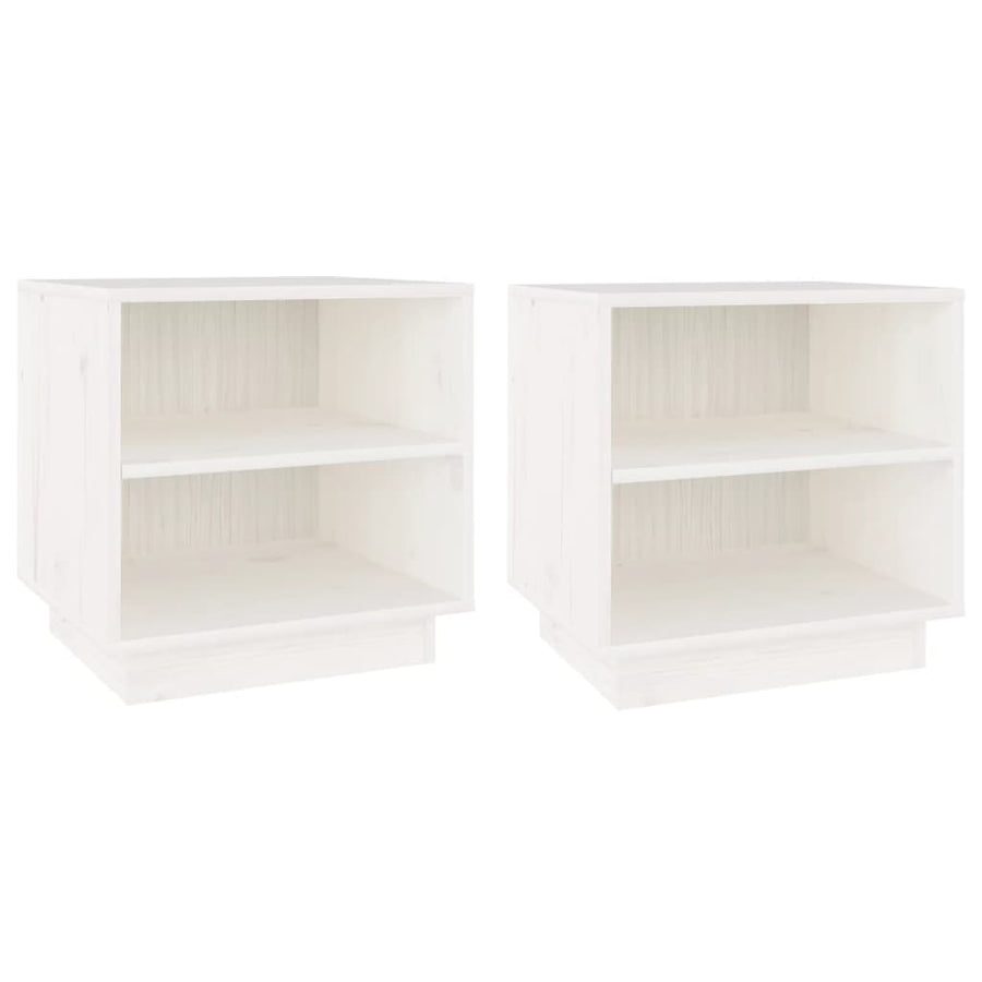 Nachtkastjes 40X34X40 Cm Massief Grenenhout 2 Wit